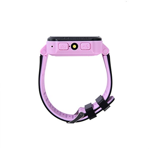 ALLCACA Kids Smart Watch Multi-functional GPS Tracker Anti-lost SOS Smart Bracelet, Suitable for iPhone and Android Smartphone, Black and Pink