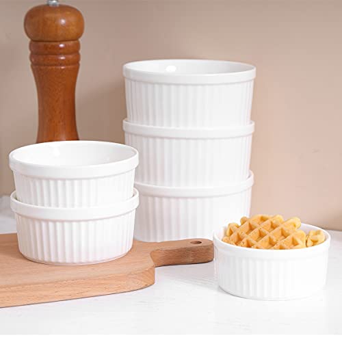 KitchenTour Ceramic Souffle Dishes 6 Ounces Oven Safe Ramekins for