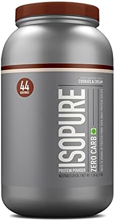 Isopure Zero Carb 100% Whey Protein Isolate Powder with 25gm Protein per serve - 3 lbs, 1.36 kg Cookies & Cream