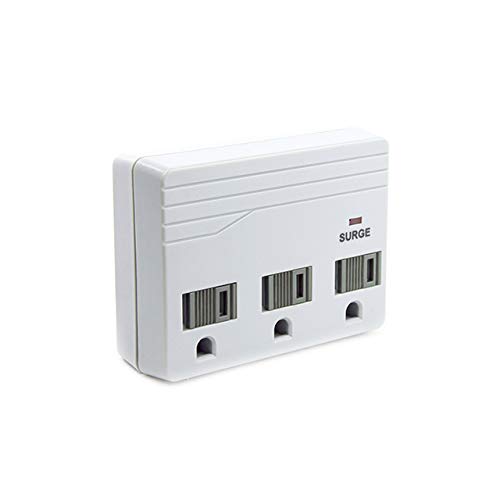 Woods 0411047821 Coleman Surge Protector Tap, 3 Outlet Light Grey