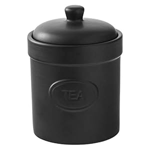 BIA - Tea Canister - Matte Black - Matte Storage Jar - Stoneware Kitchen Storage - Kitchen Storage & Organisation…