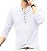 YTD Mens Casual Slim Fit Basic Henley Long Sleeve Fashion T-Shirt M White