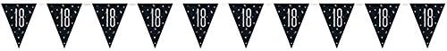 Unique Party 83424-9ft Glitz Black & Silver 18th Birthday Bunting Banner, Age 18 - Image 3