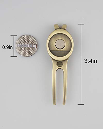 prowithlin Golf Divot Tool w/Golf Ball Marker, Exquisite Golf Gift for Dad | Divot Repair Tool(Bronze II) - Thumbnail 4