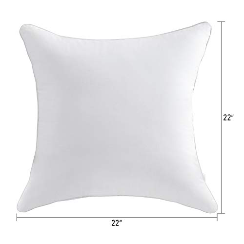 MoMA 22 x 22 Pillow Inserts (Set of 2) - Throw Pillow Inserts with 100% Cotton Cover - 22 Inch Square Interior Sofa Pillow Inserts - Decorative Pillow Insert Pair - White Couch Pillow