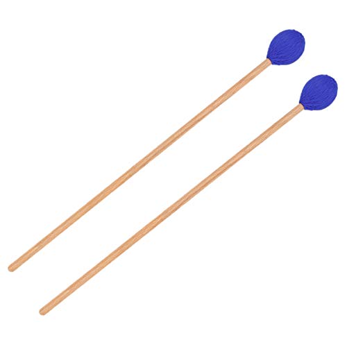 Blue Marimba Mallets Medium Hard Yarn Head Keyboard with Maple Handles for Percussion Marimba Playing, Pack of 2
