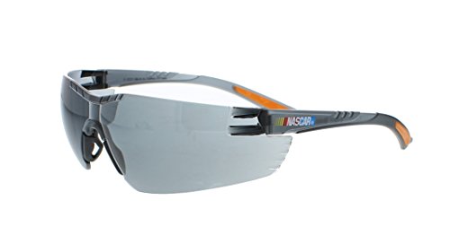 Encon Nascar 442 Wraparound High Performance Safety Eyewear with Orange Tip, Gray Lens, Gray Frame