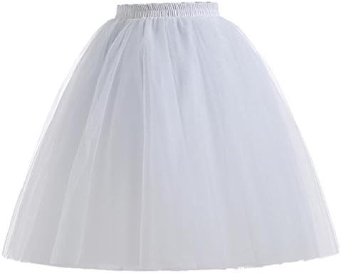 Spearss Hot Women's A-line Knee Length Layered Tulle Short party Skirt 26W US Light Silver