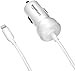 Amazon Basics Coiled Cable Lightning Car Charger, 1.5 Foot, White
