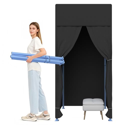 Freestanding Locker, Portable Clothing Store Locker, Simple Temporary Trial House Mobile Standing (Black, 100X100X200CM)