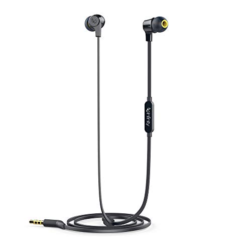 Infinity Zip 100 in-Ear Immersive Bass Tangle Free Flat Cable Headphones with Mic (Charcoal Black)