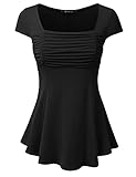 DRESSIS Womens Short Sleeve Front Shirring Flowy Top