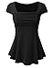 DRESSIS Womens Short Sleeve Front Shirring Flowy Top
