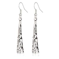 Iumer Vintage Ethic Women Alloy Hollow Carve Flower Conical Dangle Earring Hooks