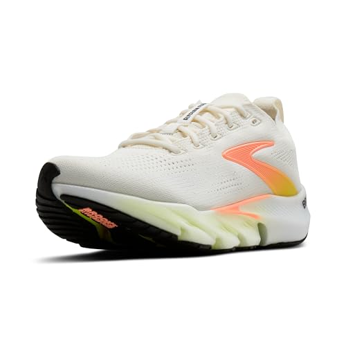 Brooks Women’s Glycerin Flex Neutral Running & Walking Shoe - White/Peach/Nightlife - 12 Medium at Amazon