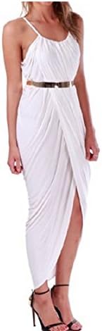 Slim Slip Ruffled Dress High Split With Belt Adjustable Off-shoulder Irregular Maxi Long Dress