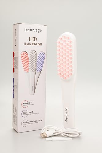 BEAUVAGE LED Hair Therapy Comb with Red & Blue LED light scalp treatment & vibration massage | Hair Fall control | Scalp Massage | Portable & Detangling | For Men & Women (unisex) | For All Hair Type
