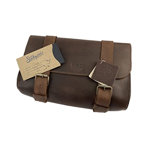 Hide & Drink, Thick Leather Motorcycle Handlebar Bag, 2 Straps, Tool