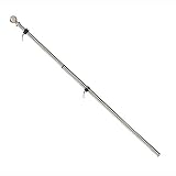 Evergreen Weather Safe Iron Extendable House and Estate Flag Pole with Two Ring Clips - Extends from 35" L x 1.8" W to 60" L - for Pole Sleeve and Grommet Flags (Silver)