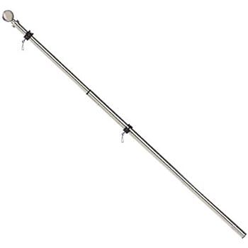 Evergreen Weather Safe Iron Extendable House and Estate Flag Pole with Two Ring Clips - Extends from 35