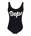 Vanell Women's Letter Print Monokini Bikini High Cut Backless One Piece Swimsuit