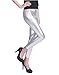 HDE Women's Plus Size Clubwear Shiny Metallic Leggings Liquid Wet Look Pants (Silver, 1X)