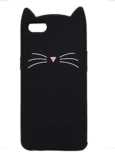 ANVIKA 3D Cartoon Cat Beard Silicone Hello Kitty Back Case Cover for Oppo A57-(Black)