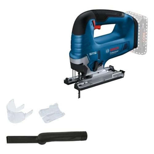 Bosch Professional 18V System scie sauteuse sans-fil GST 18V-125 B (avec poignée étrier, coupes inclinées jusqu’à un angle de 45°, 1 lame de scie, set d’aspiration)