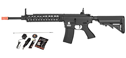 UKARMS Lancer Tactical AEG SR-16 Electric Airsoft Gun w/Battery Charger w/Molded Grip (Black)