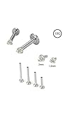14KT White Gold 316L Surgical Steel Labret Monroe Nose Stud Choose Your Size Screw Post 18G
