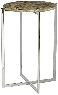 Delacora P050491 Linden 17" Wide Metal Accent Table with Agate Top
