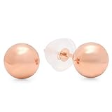 14k Rose Gold Ball 5mm Stud Earrings with Silicone covered Gold Pushbacks