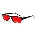 Black Rectangle Frame Red Lens Sunglasses Spring Hinge
