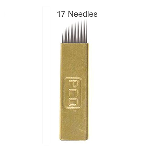 EZTAT2 50Pcs Permanent Makeup Manual Eyebrow Tattoo Needle Microblading 17 Sloped Needles(17)