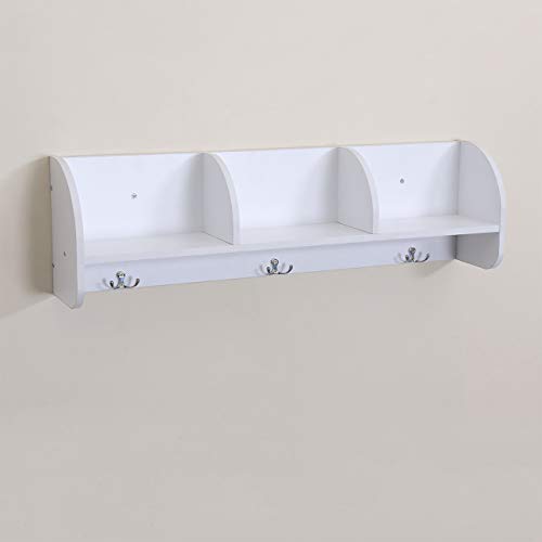 FORTUNELIN Hanging Entryway Shelf Wall Mounted Coat Rack Storage with Hooks Wood