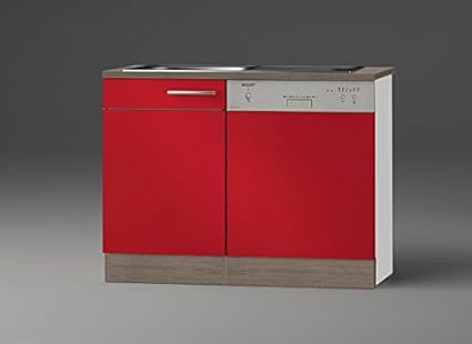 idealShopping GmbH Spülenschrank-Set mit Arbeitsplatte SPGSSET-9 in rot glänzend