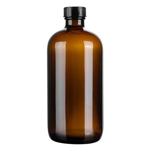 Restaurantware Vetri 16 Ounce Boston Glass Bottles, 12 Bottles With Black Pheno…