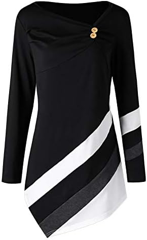 Women Dresses Womens Plus Size Striped Asymmtrical Long Sleeve Pullover Tops Casual Loose Blouse Tunic Tops for Women