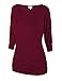 Match Women's 3/4 Sleeve Drape Top with Side Shirring (140 Wine red,XXX-Large)