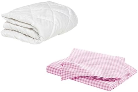 BKB Cradle Mattress Protector and 2 Gingham Sheets Combo, Pink, 15 x 33"