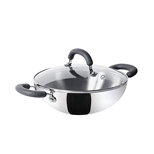 Meyer Trivantage Stainless Steel Triply Cookware Kadai (Grey, 26cm/Medium)