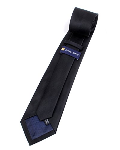 Umo Lorenzo - Mens Polyester Solid Black Satin Neck Ties (48 Pack)