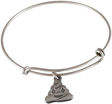 Emoji Single Charm Bracelet (Poop - Antique Silver)