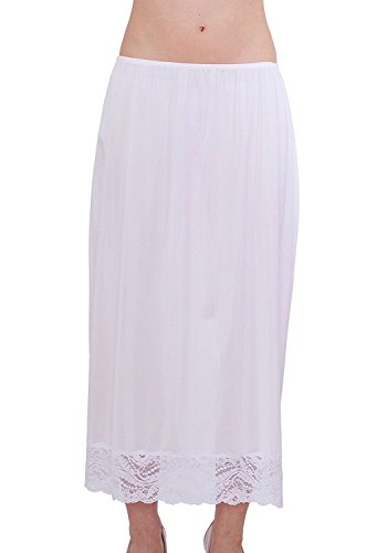 Under Moments Maxi, Half Slip Vintage Style 32" with All Around Lace White XL