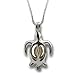 Pearlina Turtle Necklace Cultured Pearl in Oyster Set Silver tone Plated Cage W/Stainless Steel Chain 18