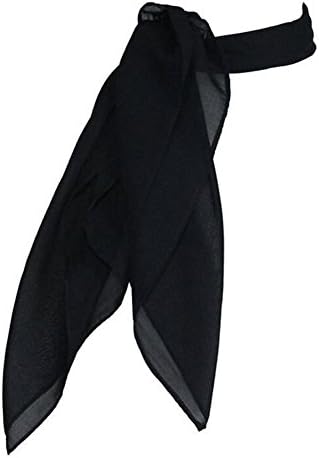 Dobelove Women's Sheer Chiffon Neckerchief Vintage Style Party Scarf 21" (OneSize, Black)