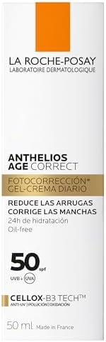 La Roche Posay Gel-Creme Protetor Anti-Envelhecimento, Fotocorrector de Uso Diário com FPS50, Corrige Rugas e Manchas, Melhora a Elasticidade, Fórmula com Cellox-B3 Tech, Anthelios, 50 ml