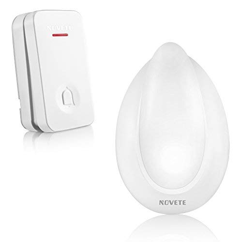 NOVETE Ecody Wireless Doorbell with LED Light, Door Chime Kit w/ Kinetic Self Powered (No Battery Required) and IP7 Waterproof Weatherproof (Immersible in water) Transmitter