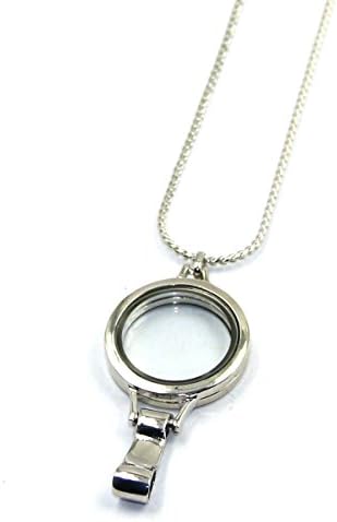Bello Ochio 30mm Silver Magnetic Closure Rhinestone Crystals Lanyard Locket Silver