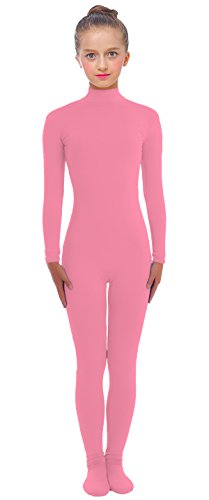 VSVO Kids Pink Lycra Zentai Unitard Catsuit Dancewear (Large, Pink)